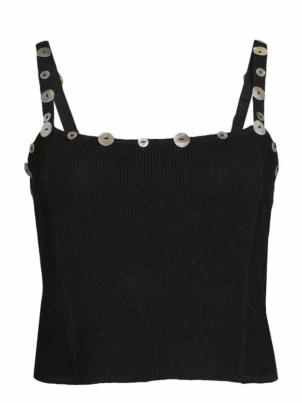 STAUD Black Knit Button-Trim Camisole